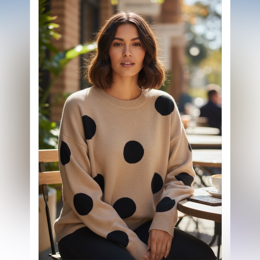 T TAHARI - Beige Polka Dot‎ Sweater S